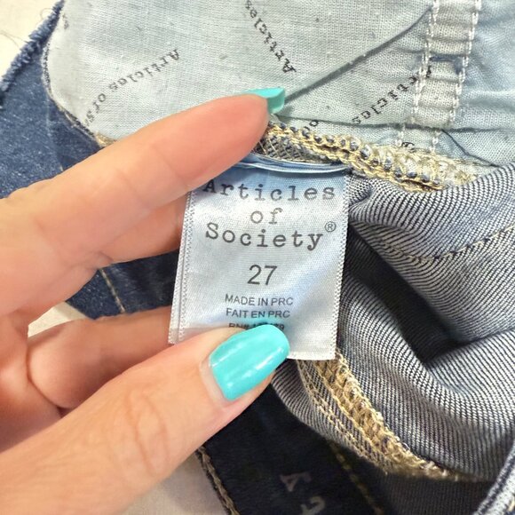 Articles of Society Carly Raw Hem Cropped Jeans in Jefferson City Wash Size 27 - Picture 6 of 10